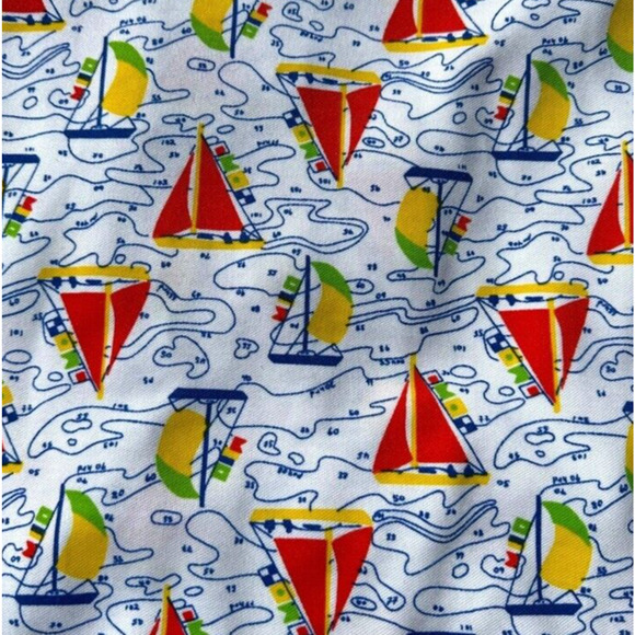 Vintage 70s Jantzen Disco Zip Front Shirt Novelty Print Nautical Dagger Collar M - Picture 5 of 6